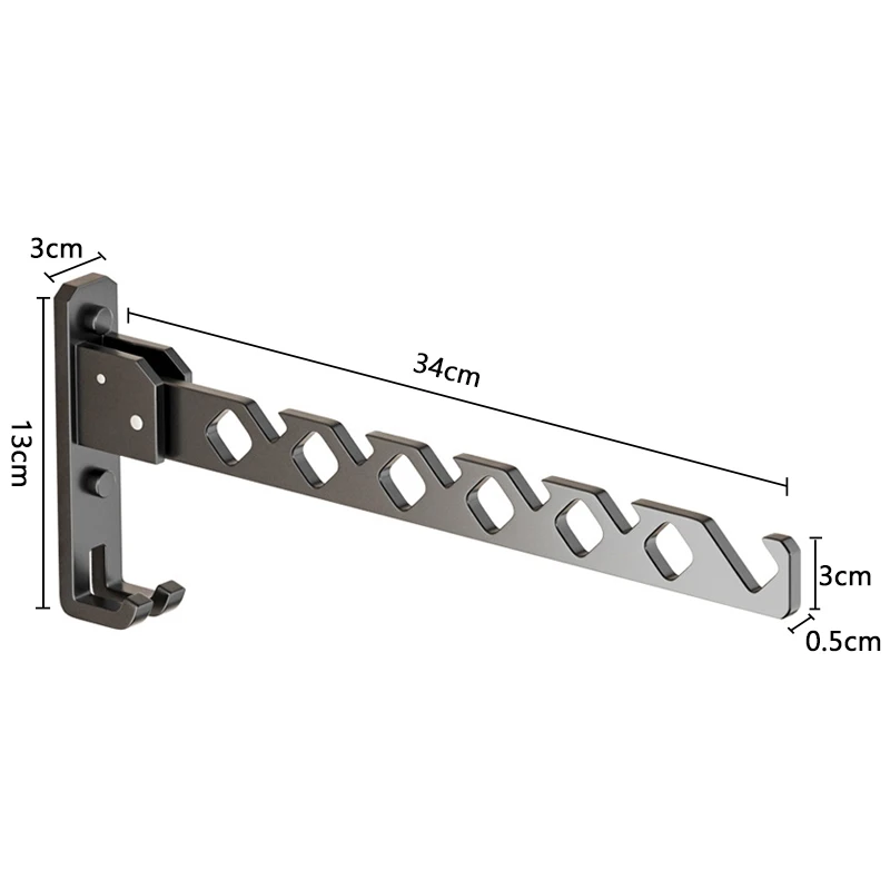 180&deg; Adjustable Clothes Drying Rack Wall Mounted Aluminum Alloy