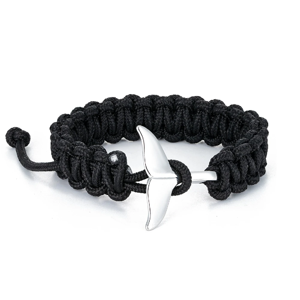 Fashion Simple Whale Tail Paracord Rope Bracelets Men Women Adjustable  Couple Bangles Handmade Survival Wristband Charm Jewelry