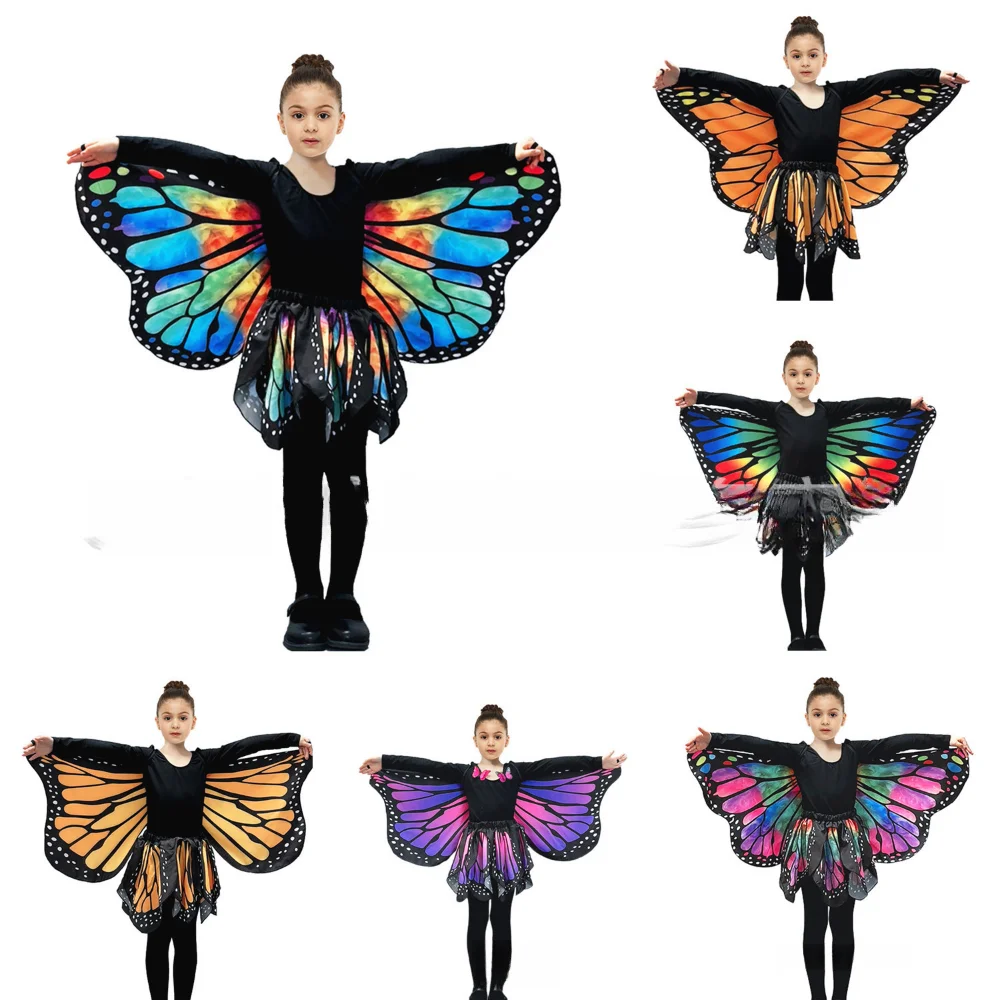 Double-Sided Fairy Butterfly Wings Costume Set With Cape, Skirt, Mask & Headband | Halloween Cosplay Dress Up
