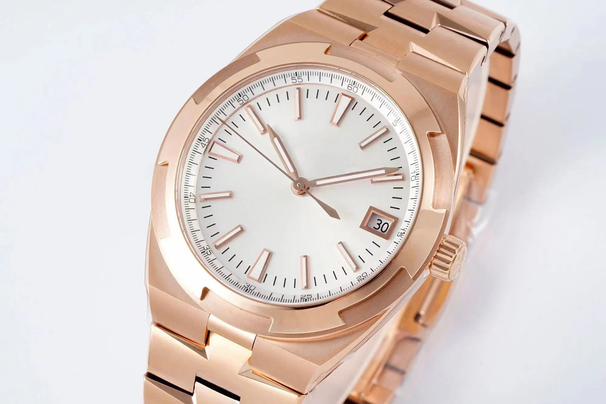 

Overseas-oein Rose golden color 4500V AAA Men's Watches Automatic Mechanical Watch 40MM Steel Strap Rubber or leather strap