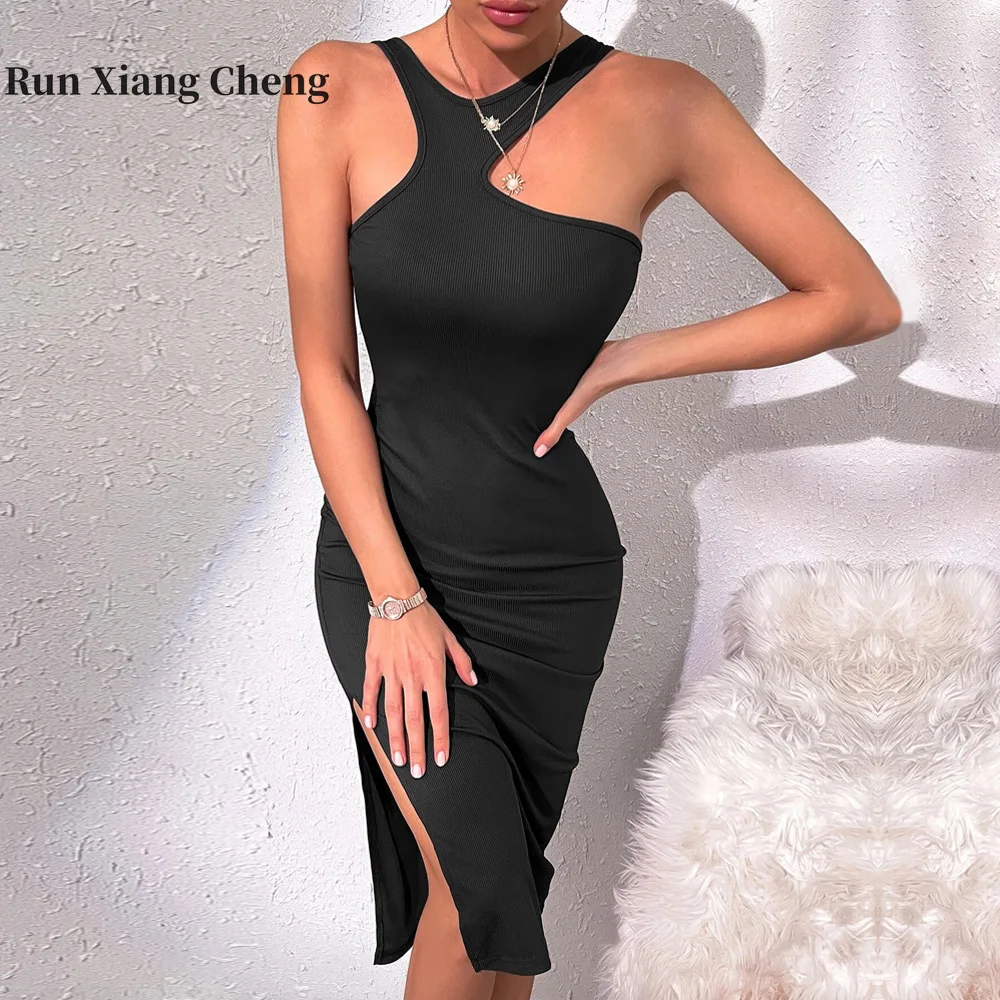 

Женское платье с высокой талией, белое платье в европейском и американском стиле с высокой талией и разрезом на бедрах, весна-лето