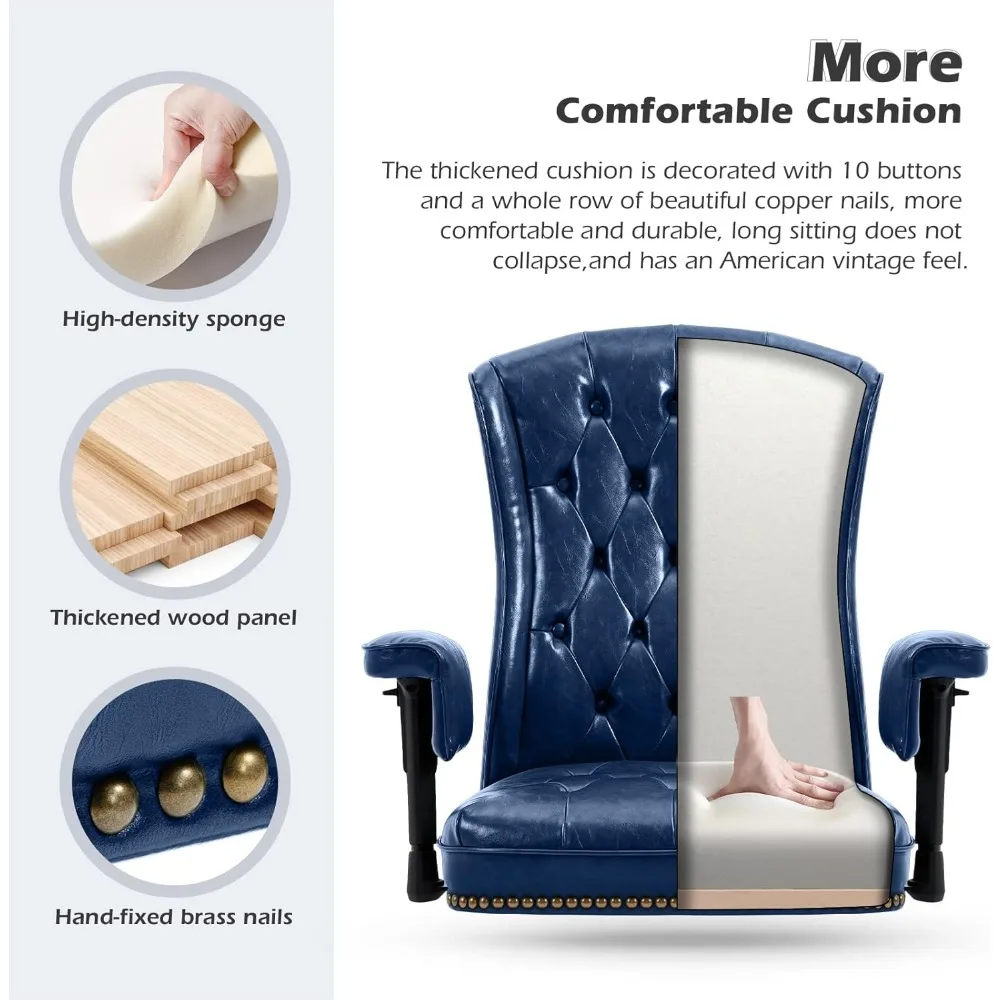 Office Chair with Rubber Wheels and Armrests,PU Leather Home Office Desk Chairs Comfortable Computer Chairs for Adults 3