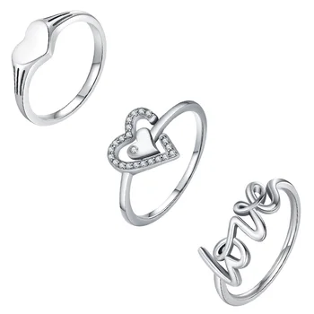 Anello in Argento Sterling S925 Classico e Semplice con Scritta LOVE, Gioiello Raffinato per Donna, Regalo di Moda per Matrimonio e Anniversario