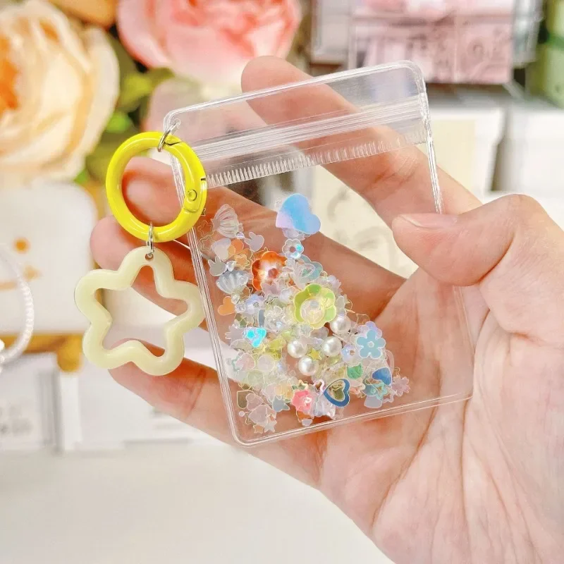 1pc Cartoon Shake Glitter Bag Keychain with Five-pointed Star Pendant  Transparent Doll Gift Bag Kawaii Toy Pendant Storage Bag 3