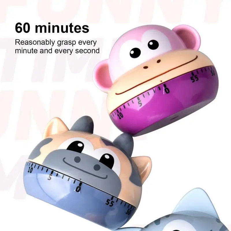 Cooking Timer 60 Minutes Increase Efficiency Cat Dog Cartoon Animal Mechanical Timer Alarm Timer Household Supplies 4