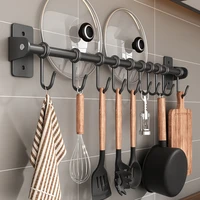 Kitchen Hook Rack Stainless Steel Wall Shelves Storage Utensils Holder Kitchen Accessories Organizer Wall storage rack no punch 1