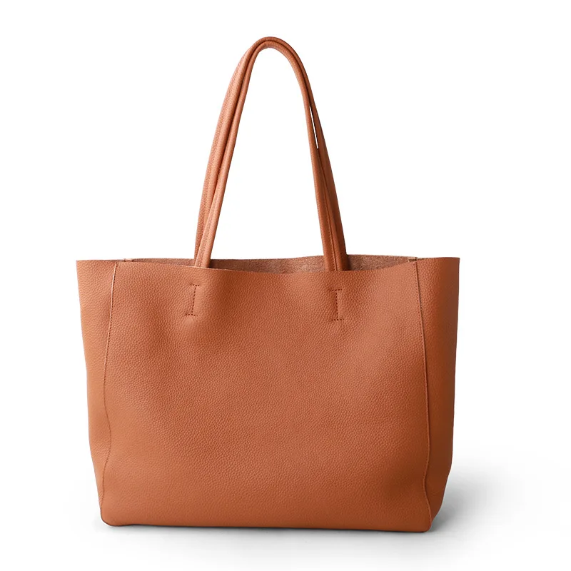 

High Quality Soft Cowhide Genuine Leather Women Luxury Casual Tote Female Fashion Handbag Lady Popular Shoulder Shopping Bag