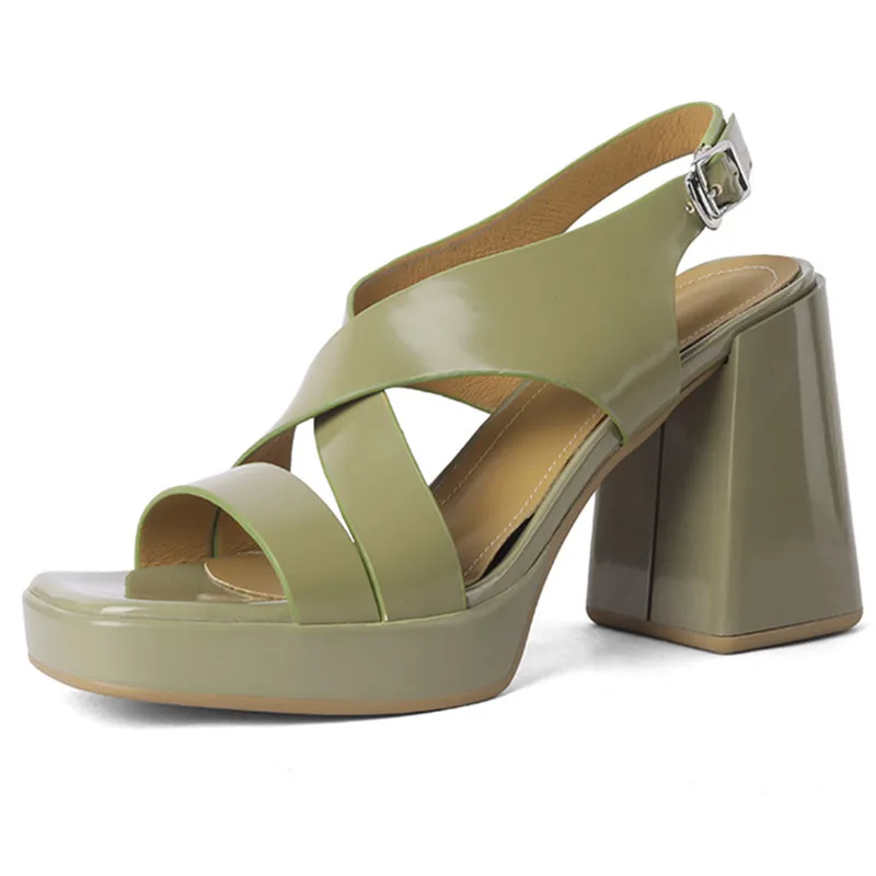 

ENMAYER Summer Women Sandals Elegant Fashion Rome Style Genuine Leather Pumps Office Ladies Wedding Party High Heels Shoes Woman