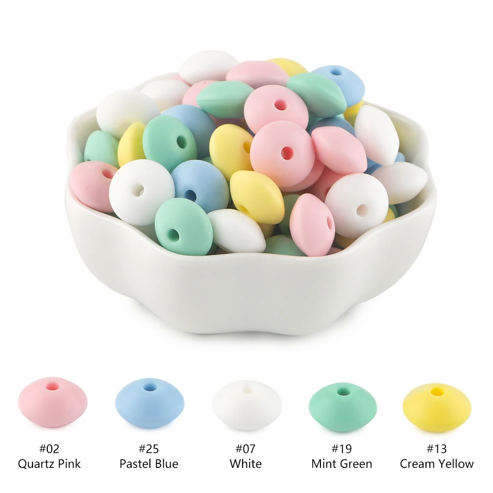 Silicone Lentil Spacer Beads for DIY Accessories (12mm, Multiple Quantities Available)