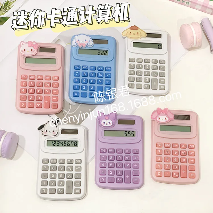 Sanrioed Calculator Kawaii Students Stationery Mathe Class Office Poratbel Mini Anime Hello Kitty Kuromi Cute Kids Girls Gifts