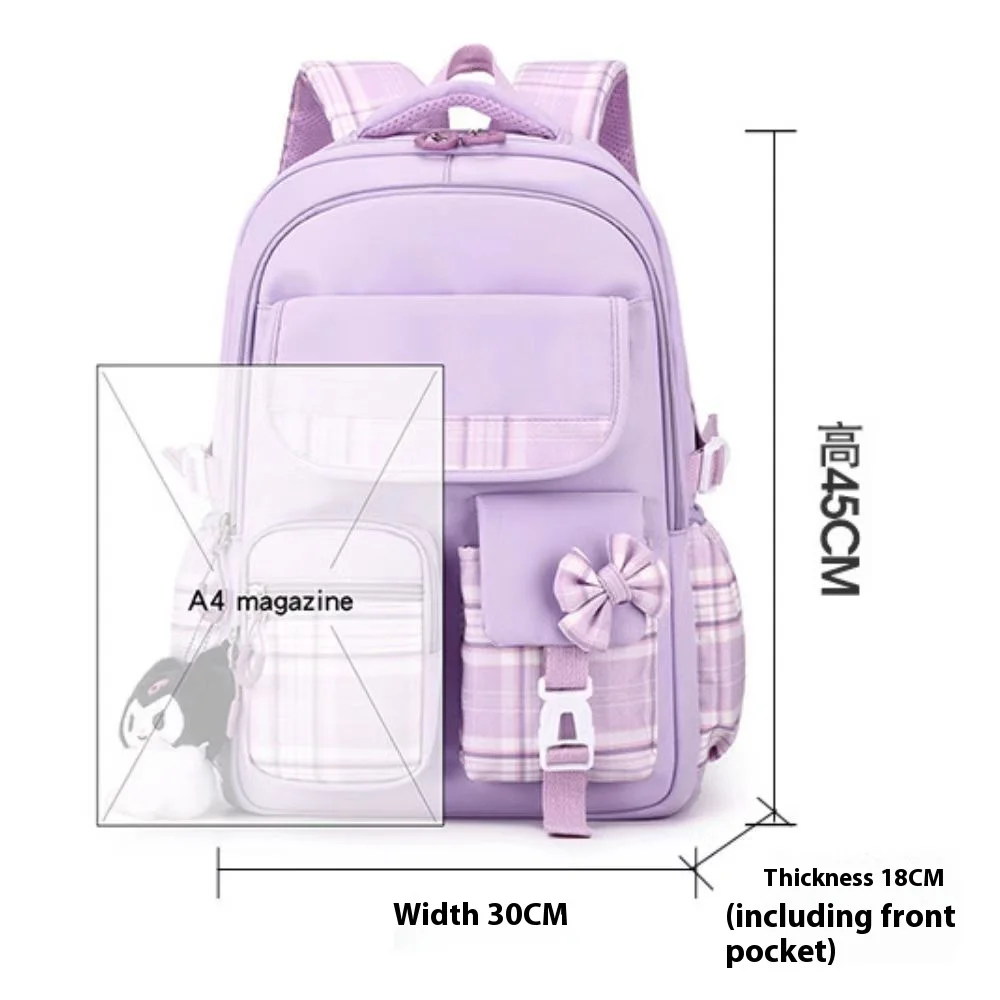 2024 new student backpack, cartoon cute children's backpack for grades 1-6, lightweight and load reducing backpack for boys and 3