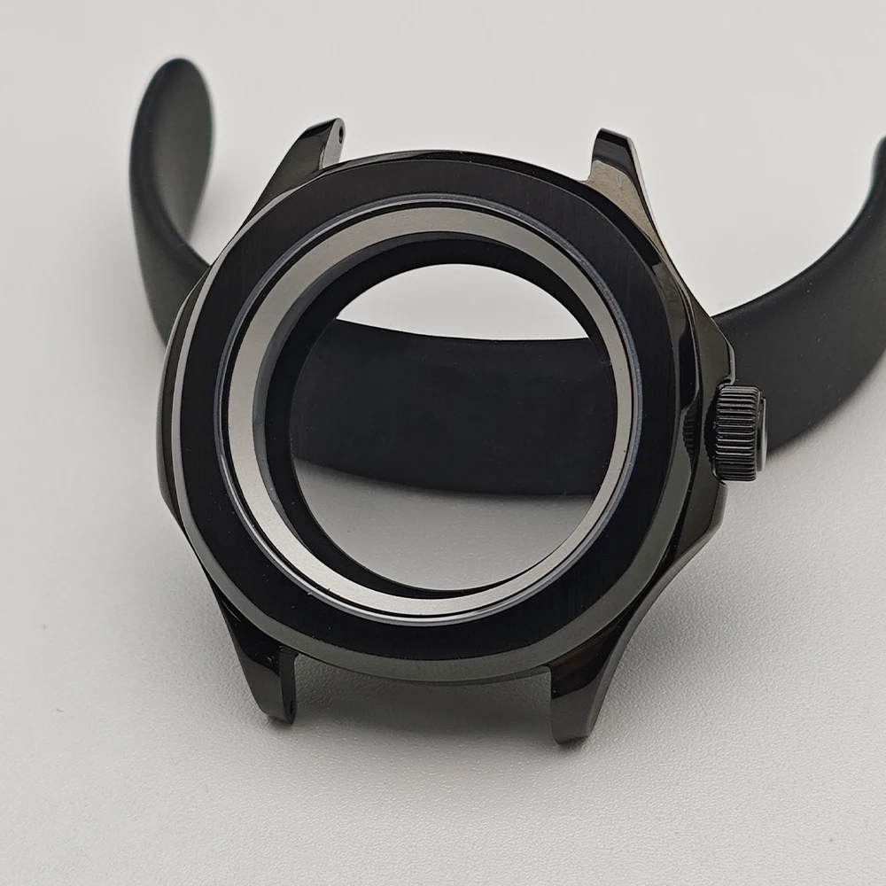 Black Steel Watch Case with Chapter Ring and Sapphire Glass, 39.5mm