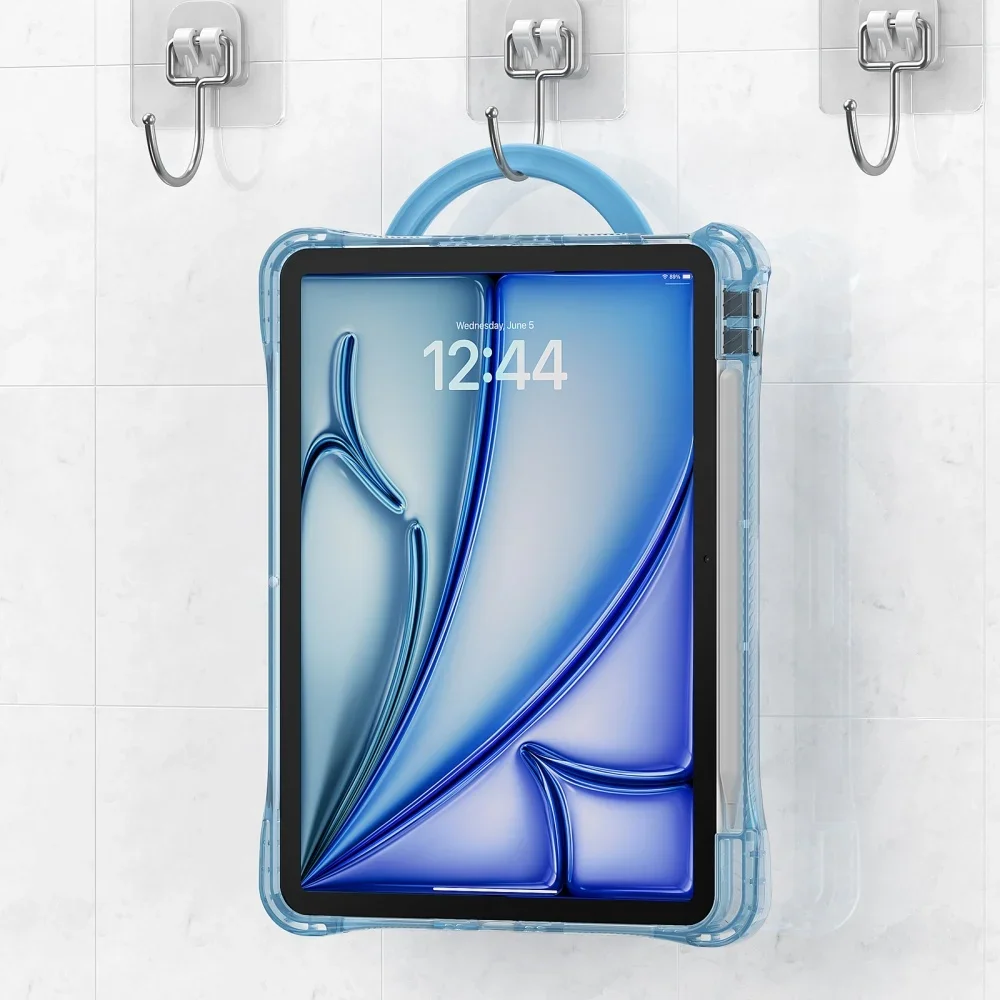 Versatile Clear Shockproof Tablet Case with Handle, Rotary Stand, Magnetic Pen Slot, and Strap
