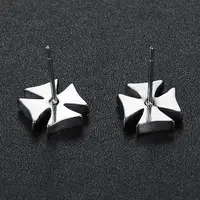 Silver Color Knight Templar Black Cross Earrings Punk Crusaders Band Stud Earring For Women's Fashion Gift Jewelry 2