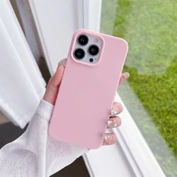 Candy Color Soft Liquid Silicone Pink Frameless Phone Case with TPU Bumper Cover - iPhone 14 (Pink)