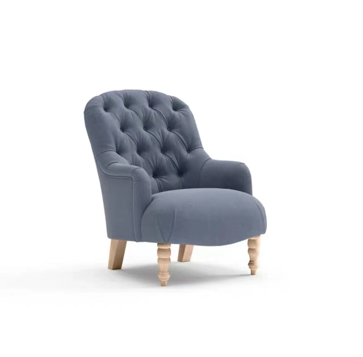 

Retro American Fabric Armchair Simple Living Room Leisure High Back Chair Velvet Sofa Study Furniture