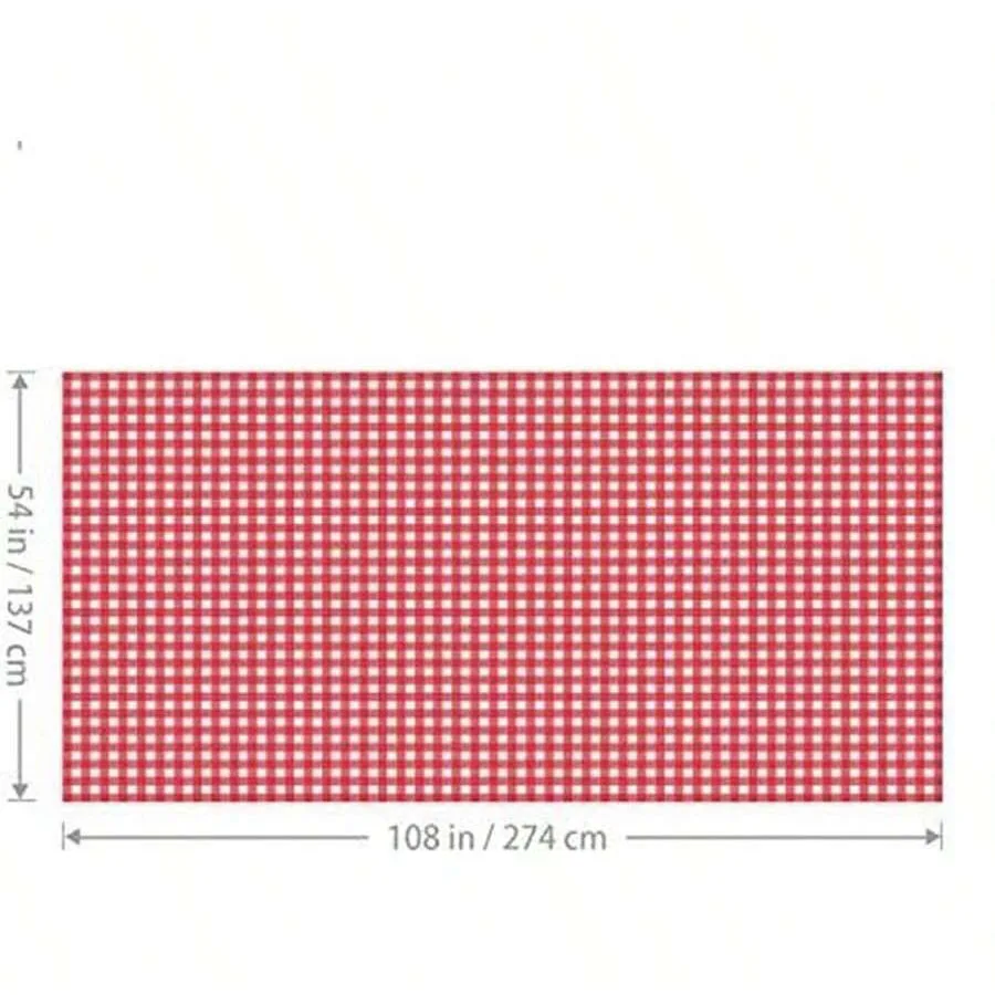 Red White Gingham Rectangular Tablecloth Disposable Plastic Table Cover with Stamping for Picnic Barbecue Kitchen Holiday Party 2