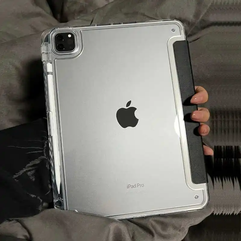 Protective Clear iPad Case with Pencil Holder - Fits Various Models and Generations