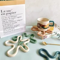 Irregular Silicone Table Mat Geometrical Heat Resistant Drink Cup Coasters Non-slip Pot Holder Placemat Kitchen Pan Pads 3