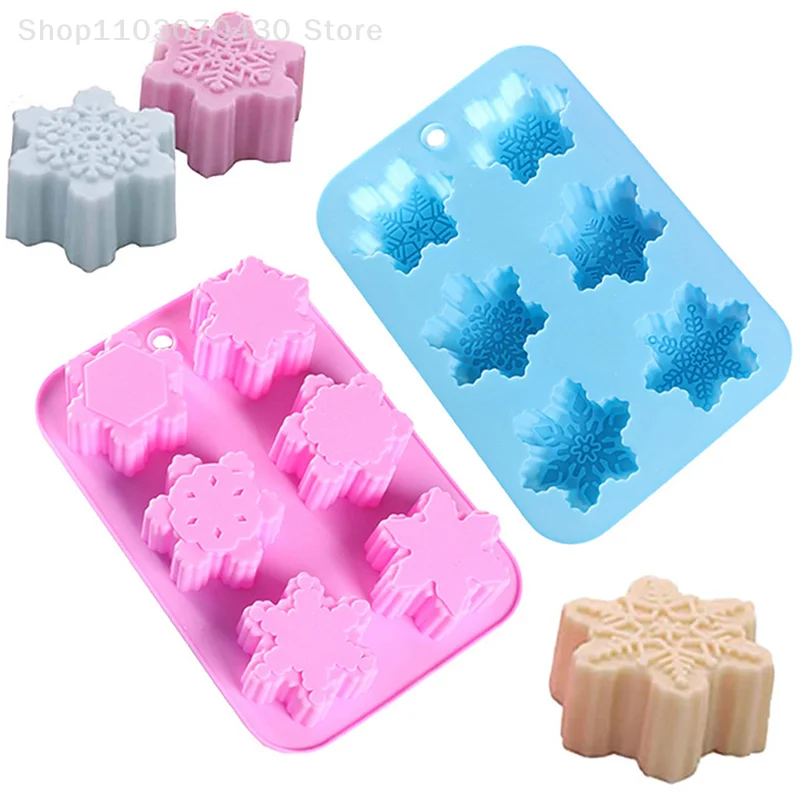 Handmade Soap Silicone Mold 3D 6-hole Snowflakes Mold Fondant Cake Mold Epoxy Resin Molds Soap Making Kit