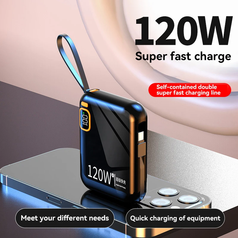 Power Bank Xiaomi 120W 50000mAh Portable Power Bank High Capacity Cable Two-way Fast Charging Mini for iPhone Samsung