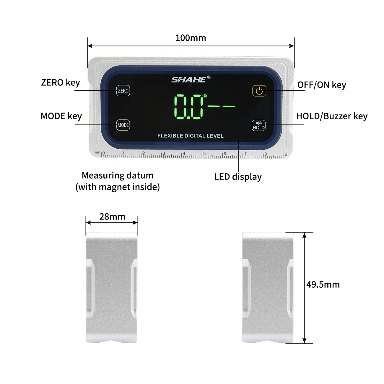 샤헤 경사계 각도 측정기 디지털 각도 게이지 부저 알람 기능 포함 자석식 디지털 각도계 베벨 레벨 게이지