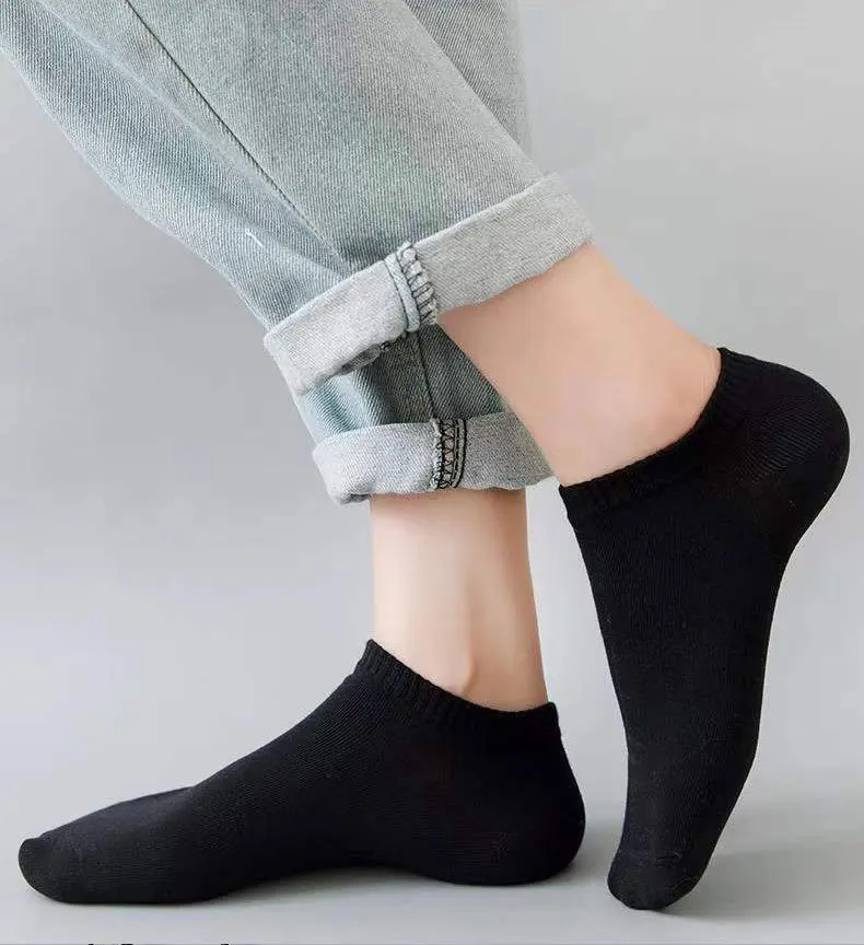 Calcetines deportivos de algodón transpirables para hombre, calcetín corto Unisex de alta calidad, Color negro, blanco y gris, para primavera y verano_voghion.com
