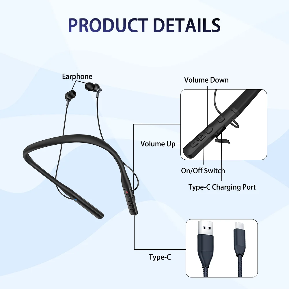 Digital Bluetooth Audio Telephone Hearing Aid Hearing Aid Neckband Aid for Hearing Loss Deafness Rechargeable 5