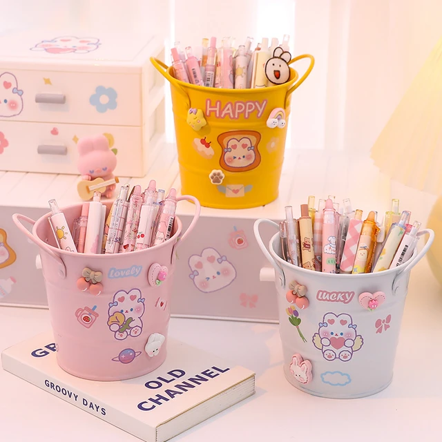 Pen Holder Cute Cute Desk Pencil Container Organizer With Stickers  Stationery Holder For Table Gift For Kids Girls Children - AliExpress