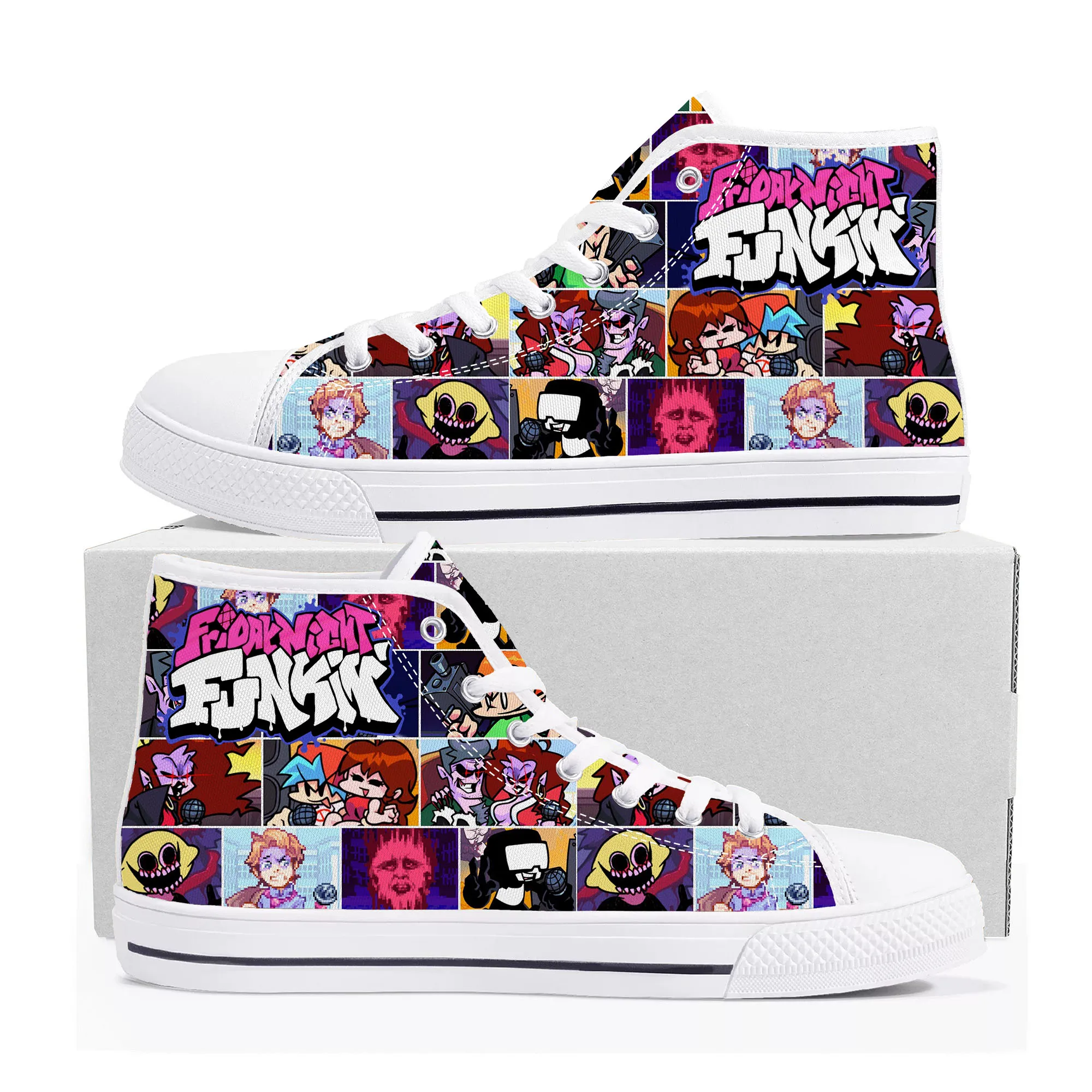 

Funkin Cartoon Night Game Friday High Top Sneakers Mens Womens Teenager High Quality Canvas Shoes Casual Tailor Made Sneaker