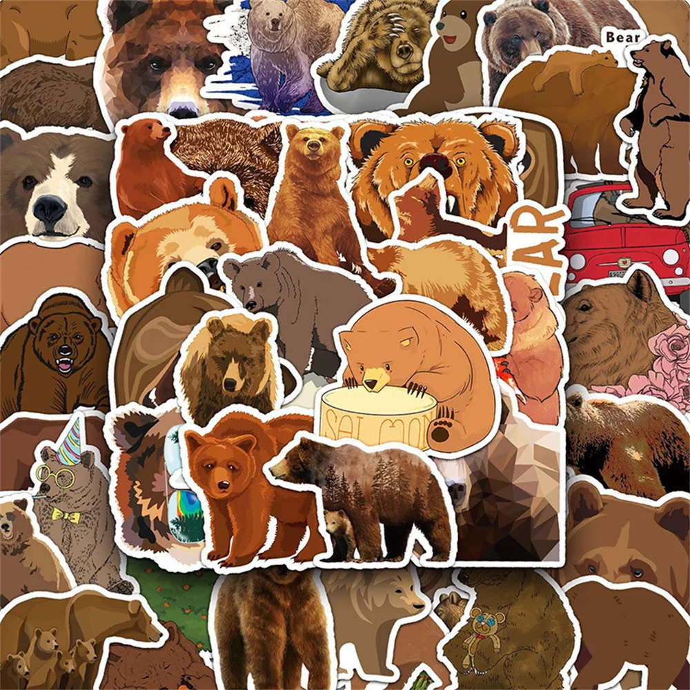 

10/30/50PCS New Brown Bear Animal Sticker Pack Cartoon Creative Anime iPad Table Luggage Chair Decoration Waterproof Wholesale