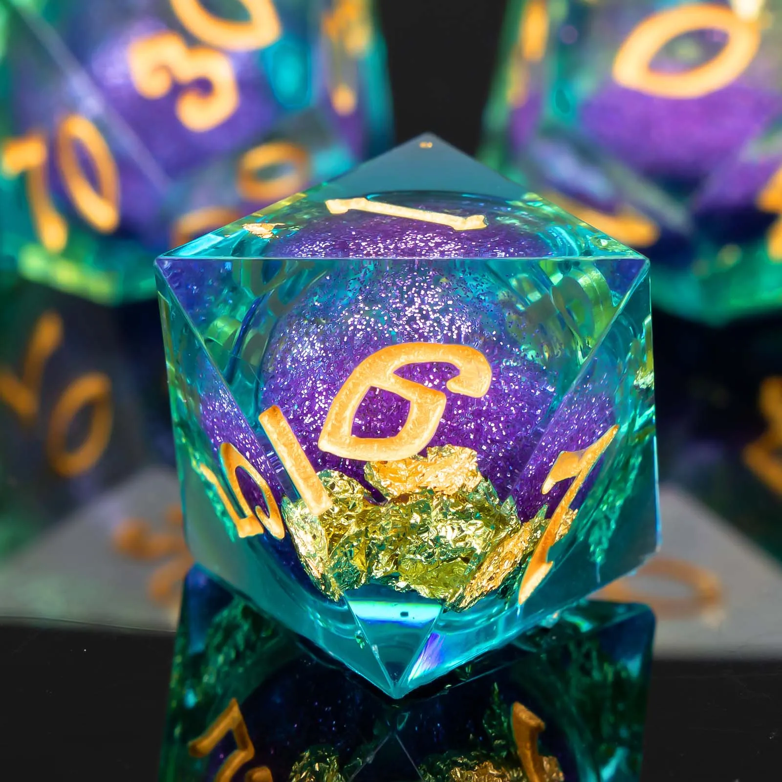 KERWELLSI 액체 코어 D & D 주사위 세트, DND, 송진 다면체 역할 놀이 주사위, 던전 앤 드래곤 주사위 세트, D20, D12, D10, D8, D6, D4