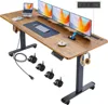 Electric Standing Desk with Wheels, 63'' x 24'' Standing Desk Adjustable Height with Charging Station, 2 USB Ports, 3 Outlets 1