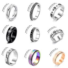 Anxiety Ring For Women Men Moon Fidgets Rings 2021 Trend Punk Rings y2k Jewelry Rotate Stainless Steel Ring Anti Stress Gift