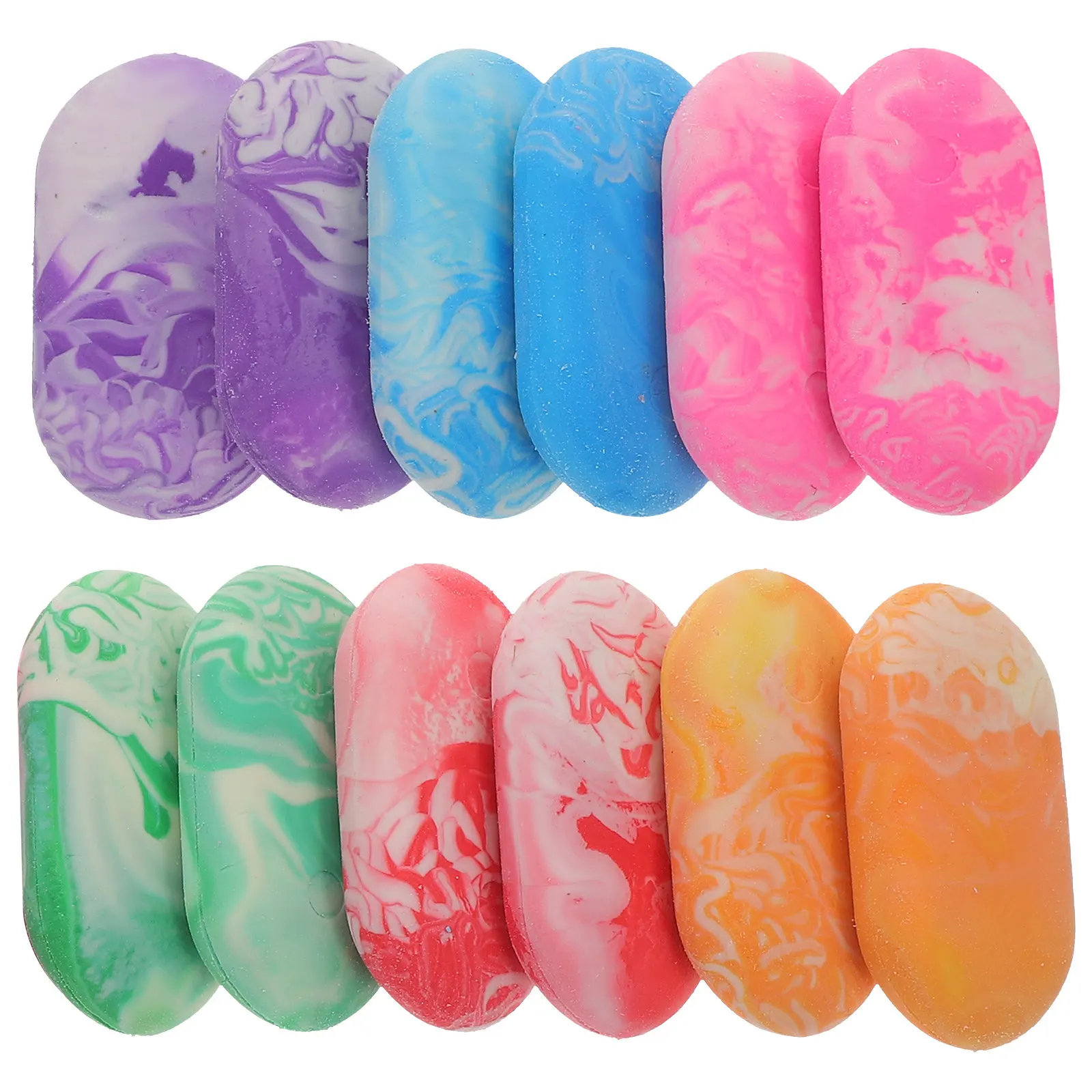 12개입 사랑스러운 대리석 마감 지우개, 가볍고 공간 절약형, 교실 미술 프로젝트용, 수상 경력이 있는 지우개 세트, 휴대용