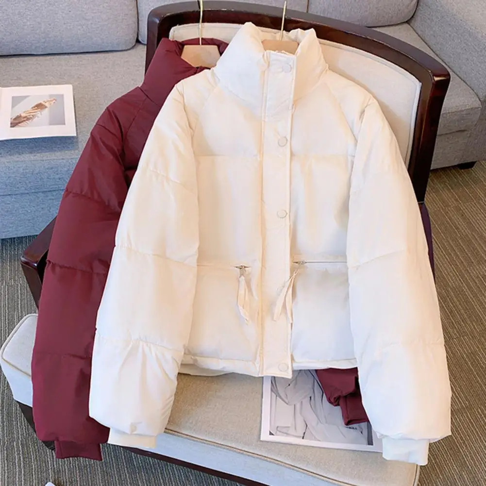 

2023 New Autumn Winter Short Parkas Jacket Women Warm Zipper Loose Down Coat Female Cotton Jacket Solid Thick Windproof Outerwea