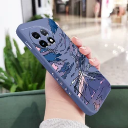 Floating Ash Mountain Liquid Silicone Phone Case for OnePlus 10 Pro (Light Blue)