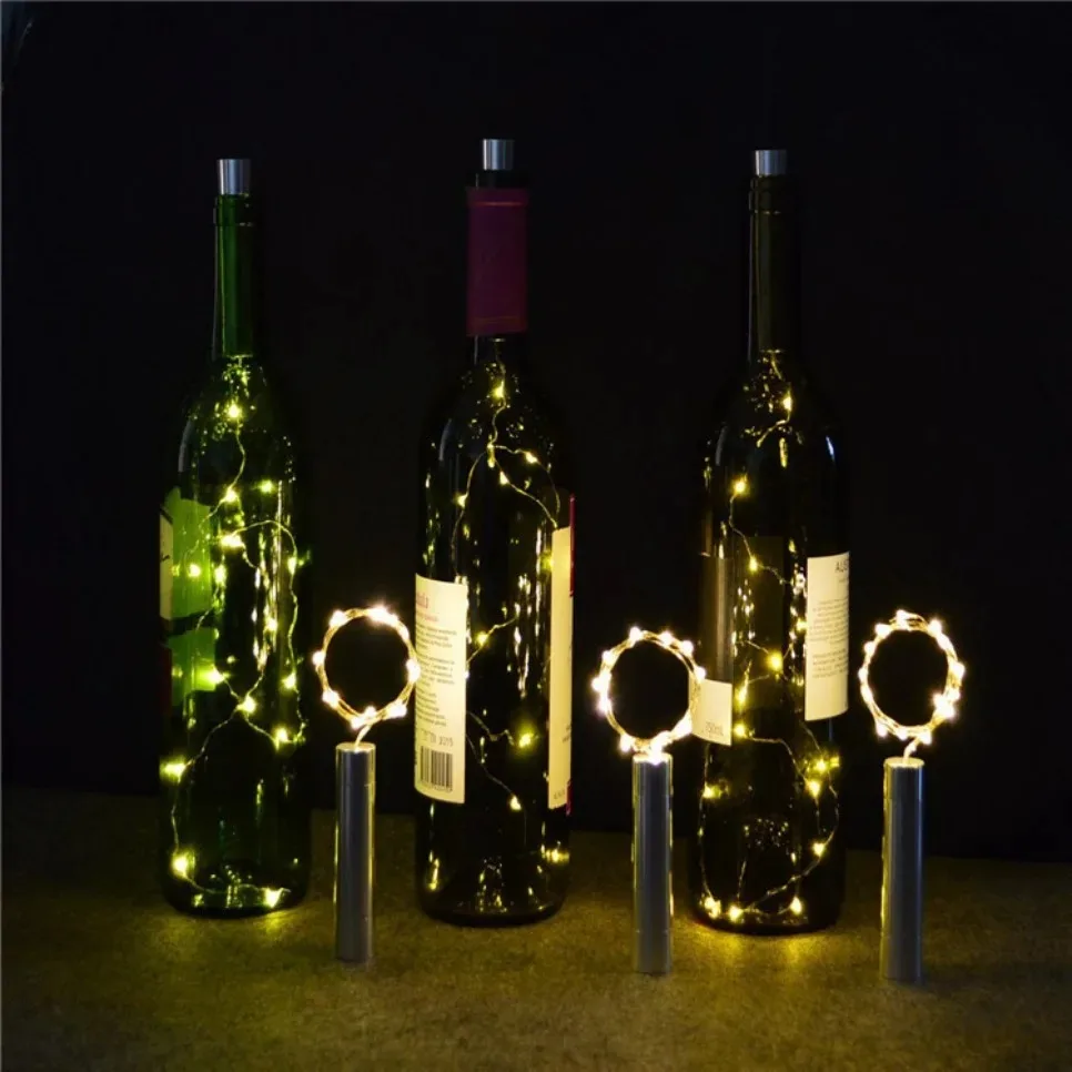 LED 와인 병 코르크 별빛 스트링, 축제 웨딩 크리스마스 장식 파티 장식, 구리 와이어 야간 조명, 3 m, 2m, 3 개