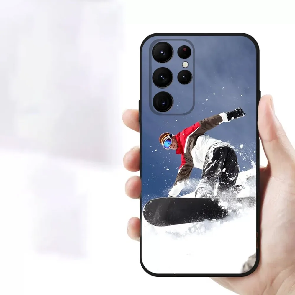 Skiing Snow Snowboard   Phone Case For Samsung S23,23,22,30,21,10,9,Note20 Ultra,Lite,Ultra,5G,Plus,FE,Black Soft Case