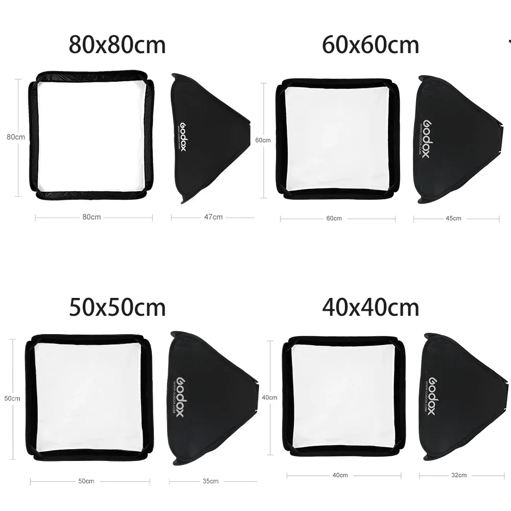 Godox 40x40 50x50 60x60 80x80cm Softbox with S1 S-Type Bracket Honeycomb Grid Bowens Mount Flash Bracket Mount Foldable Softbox bowens mount softbox photography softbox portable softbox