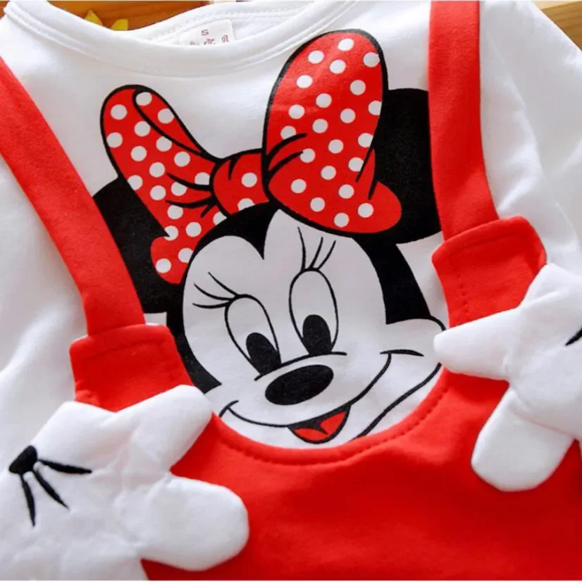 Spring Autumn Cotton Girls Dress Cartoon Mickey Minnie Mouse Print Beautiful Princess Party Long Sleeve Pajama Tops Kid Clothes children pajamas sets