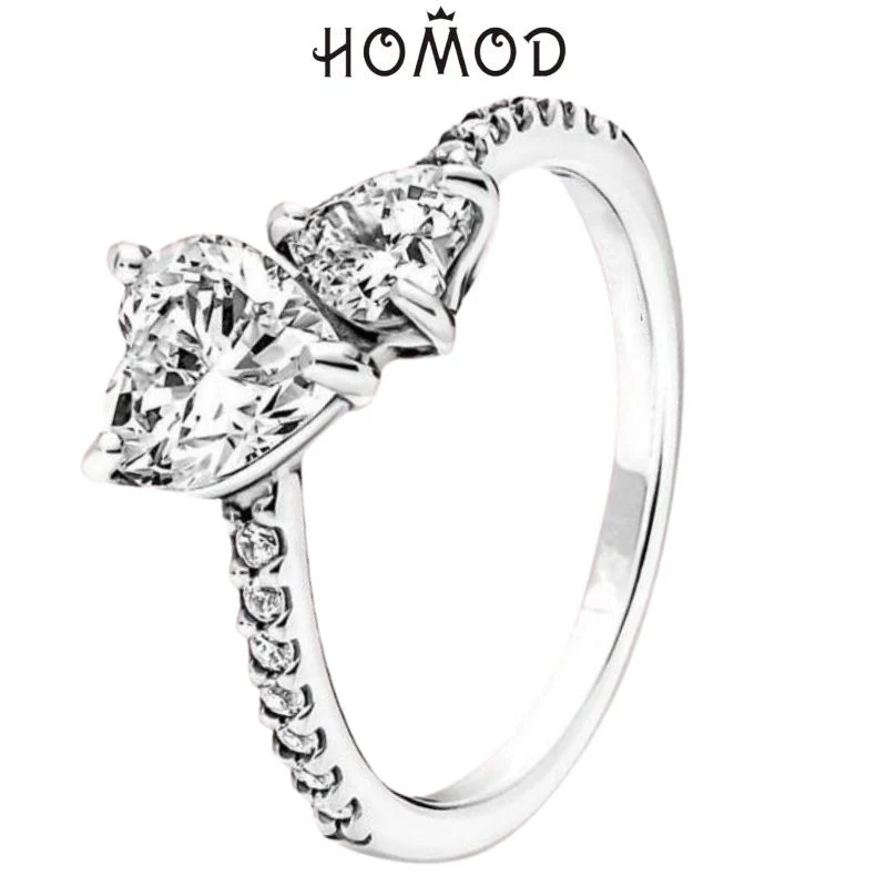 Heart Shape Zirconia Ring Fashion Wedding Jewelry for Woman Heart Female Ring Crystal Crown Brand Jewelry Gift Anillos