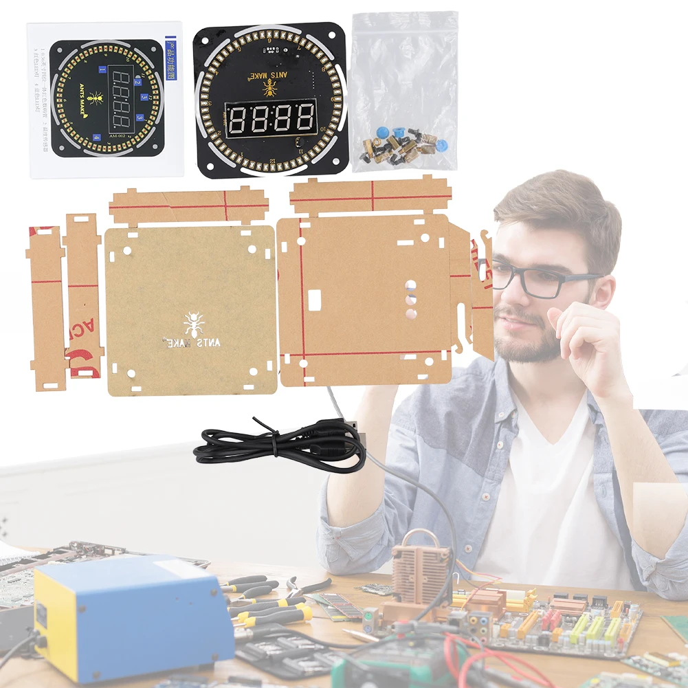 DIY 회전 디지털 LED 디스플레이 모듈, DC5V 알람 전자 디지털 시계 키트, 51 SCM 학습 보드