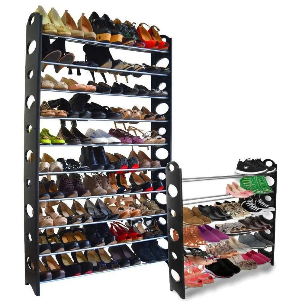 

50 pairs of 10 layer space saving storage box shoe racks