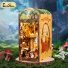 Cutebee Book Nook Kit 3D Wooden Puzzle Bookshelf Roombox Toy Mole's Apartment Miniature with Dustproof Cover LED Light Booknook 1