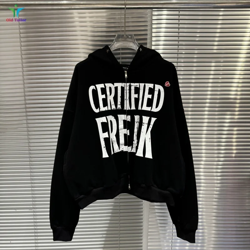 Grailz Black Slogan Vintage Zip-Up Hoodie Sweatshirt Cropped Grailz Black Slogan Vintage Zip-Up Hoodie Sweatshirt Cropped