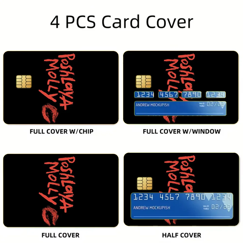P-Poshlaya Molly Singer Stickers For Debit Bank Credit Cards Metro Bus Pass Sticker Decoration Cover 4PCS Card Skin