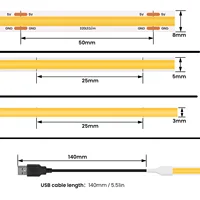 DC 5V USB COB Strip 3MM 5MM 8MM White/Pink/Red/White/Yellow/Yellow/Ice Blue/Green Flexible Ribbon Rope Home Decor TV Backlight - Image 4