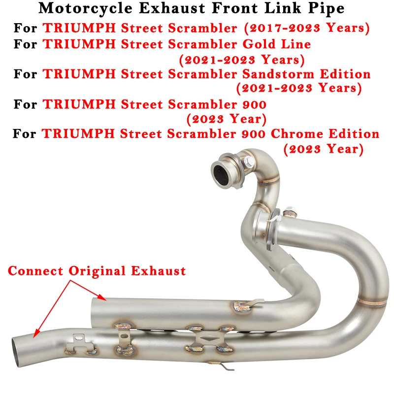 Scarico Moto Tubo Anteriore Modificato Per Triumph Street Scrambler Gold Line Sandstorm Edition 900 Chrome Edition 2017 - 2023