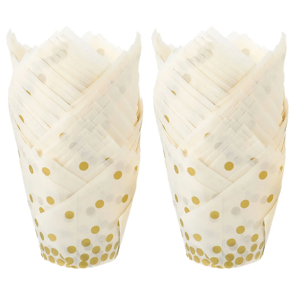 

100 Pcs DIY Handmade Cake Making Oil-proof Dot Bread Cup Holder Paper 100pcs (imported Gold Dot) Flame